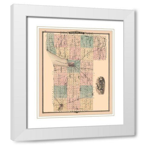Fond du Lac Wisconsin - Snyder 1848 White Modern Wood Framed Art Print with Double Matting by Snyder