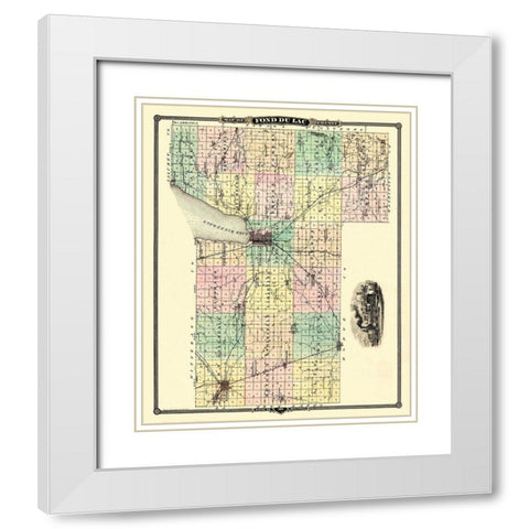 Fond Du Lac Wisconsin Landowner - Snyder 1878 White Modern Wood Framed Art Print with Double Matting by Snyder