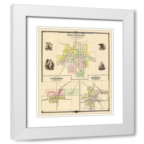 Fort Atkinson Wisconsin Landowner - Snyder 1878 White Modern Wood Framed Art Print with Double Matting by Snyder