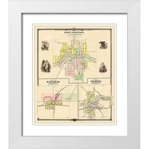 Fort Atkinson Wisconsin Landowner - Snyder 1878 White Modern Wood Framed Art Print with Double Matting by Snyder