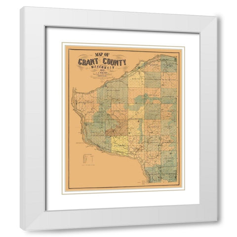 Grant County Wisconsin - Wilson 1857 White Modern Wood Framed Art Print with Double Matting by Wilson