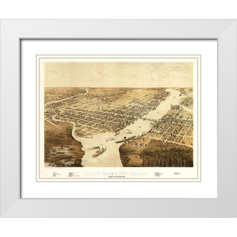 Green Bay Fort Howard Wisconsin - Ruger 1867 White Modern Wood Framed Art Print with Double Matting by Ruger