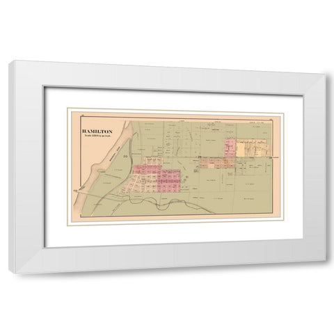 Hamilton Illinois 1874 White Modern Wood Framed Art Print with Double Matting by Andreas