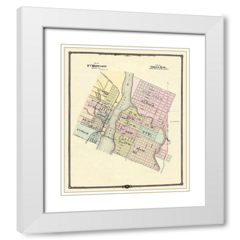 Ft Howard, Green Bay Wisconsin - Snyder 1877 White Modern Wood Framed Art Print with Double Matting by Snyder