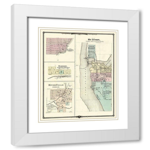 Hudson, Bayfield, River Falls Wisconsin White Modern Wood Framed Art Print with Double Matting by Snyder