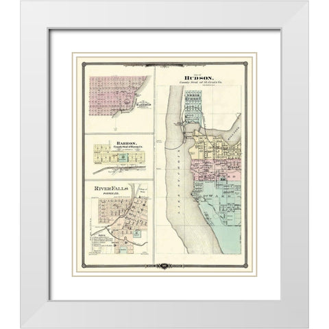 Hudson, Bayfield, River Falls Wisconsin White Modern Wood Framed Art Print with Double Matting by Snyder