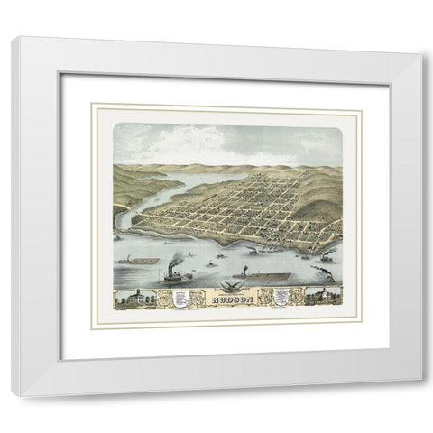 Hudson Wisconsin - Stoner 1870 White Modern Wood Framed Art Print with Double Matting by Stoner
