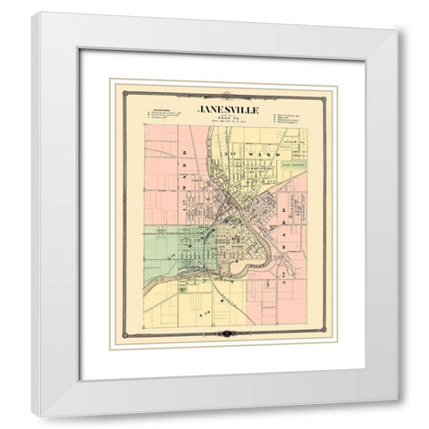 Janesville Wisconsin Landowner - Snyder 1878 White Modern Wood Framed Art Print with Double Matting by Snyder