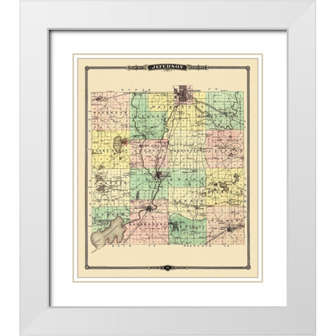 Jefferson Wisconsin Landowner - Snyder 1878 White Modern Wood Framed Art Print with Double Matting by Snyder