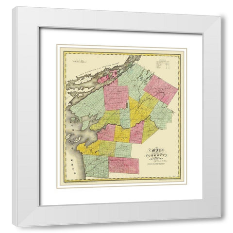 Jefferson New York Landowner - Burr 1829 White Modern Wood Framed Art Print with Double Matting by Burr