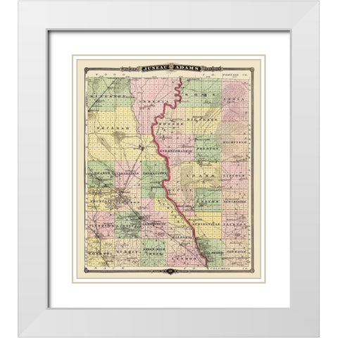 Juneau Adams Wisconsin Landowner - Snyder 1878 White Modern Wood Framed Art Print with Double Matting by Snyder