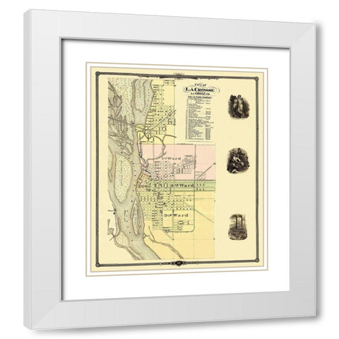 La Crosse Wisconsin - Snyder 1878 White Modern Wood Framed Art Print with Double Matting by Snyder
