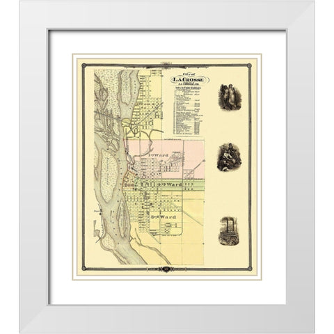La Crosse Wisconsin - Snyder 1878 White Modern Wood Framed Art Print with Double Matting by Snyder