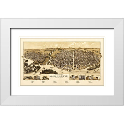La Crosse Wisconsin - Wellge 1887 White Modern Wood Framed Art Print with Double Matting by Wellge