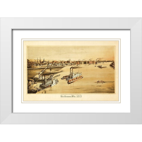 La Crosse Wisconsin - Ellsbury 1873 White Modern Wood Framed Art Print with Double Matting by Ellsbury