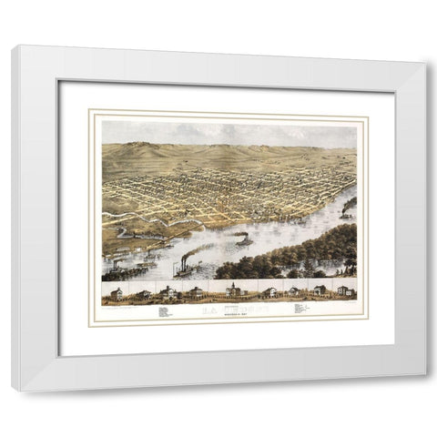 La Crosse Wisconsin - Ruger 1867 White Modern Wood Framed Art Print with Double Matting by Ruger