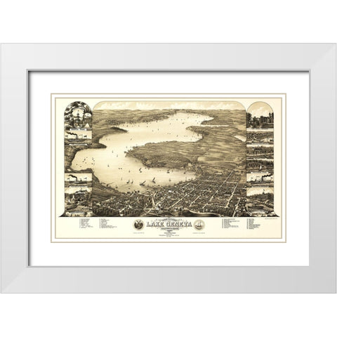 Lake Geneva Wisconsin - Poole 1882 White Modern Wood Framed Art Print with Double Matting by Poole