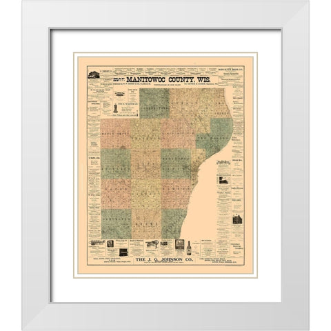 Manitowoc County Wisconsin - Hixon 1902 White Modern Wood Framed Art Print with Double Matting by Hixon