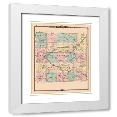 Monroe County Wisconsin - Snyder 1877 White Modern Wood Framed Art Print with Double Matting by Snyder