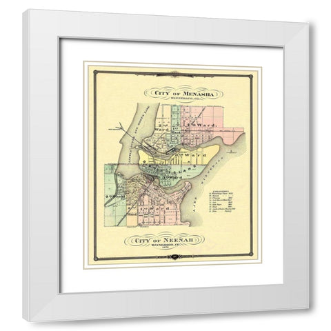 Menasha, Neenah Wisconsin - Snyder 1878 White Modern Wood Framed Art Print with Double Matting by Snyder