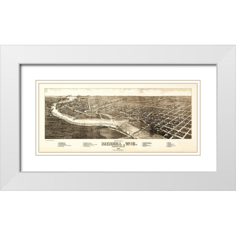 Merrill Wisconsin - Wellge 1883 White Modern Wood Framed Art Print with Double Matting by Wellge