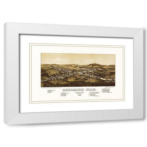 Menomonee Falls Wisconsin - Norris 1886 White Modern Wood Framed Art Print with Double Matting by Norris