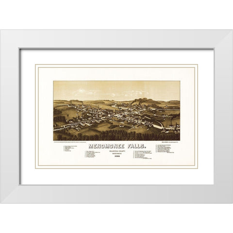 Menomonee Falls Wisconsin - Norris 1886 White Modern Wood Framed Art Print with Double Matting by Norris