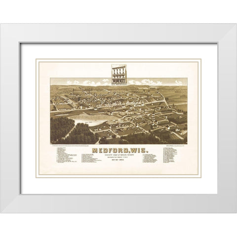 Medford Wisconsin - Norris 1885 White Modern Wood Framed Art Print with Double Matting by Norris