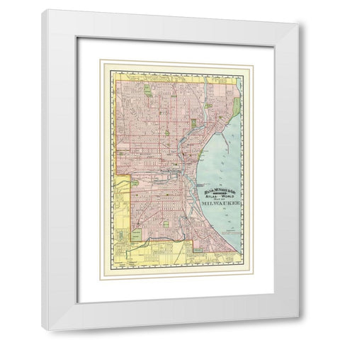 Milwaukee Wisconsin - Rand McNally 1894 White Modern Wood Framed Art Print with Double Matting by Rand McNally