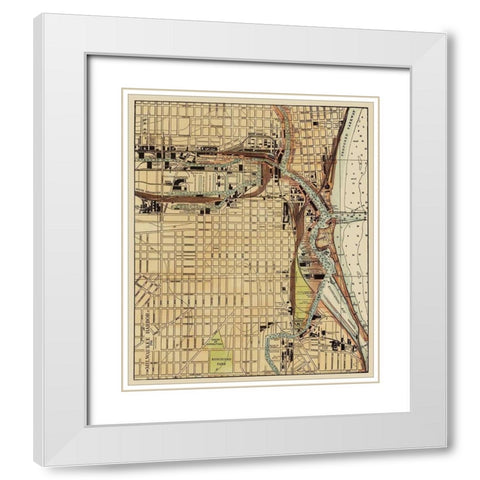 Milwaukee Harbor Wisconsin Landowner White Modern Wood Framed Art Print with Double Matting by War Department