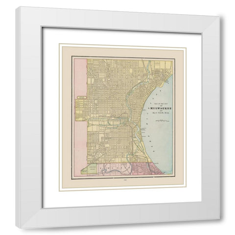Milwaukee Wisconsin - Cram 1892 White Modern Wood Framed Art Print with Double Matting by Cram