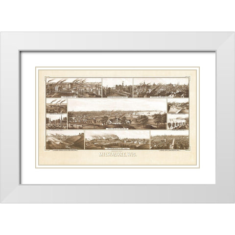 Milwaukee Wisconsin - Beck 1882 White Modern Wood Framed Art Print with Double Matting by Beck