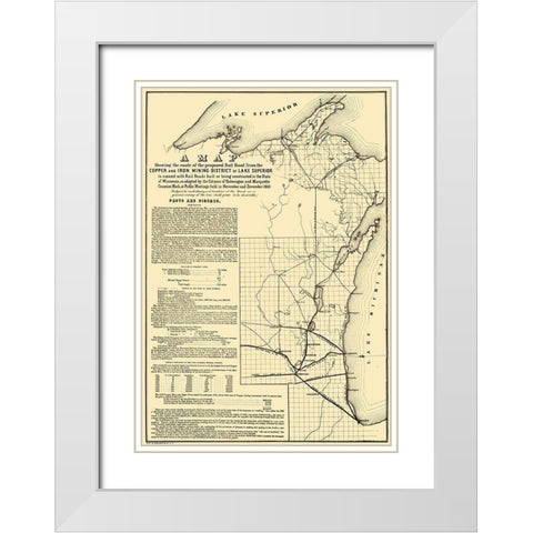 Michigan Wisconsin - Endicott 1855 White Modern Wood Framed Art Print with Double Matting by Endicott