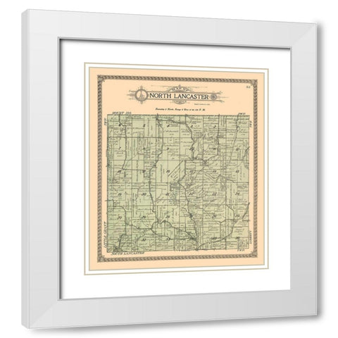 North Lancaster Wisconsin - Ogle 1918 White Modern Wood Framed Art Print with Double Matting by Ogle