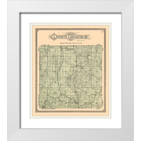 North Lancaster Wisconsin - Ogle 1918 White Modern Wood Framed Art Print with Double Matting by Ogle