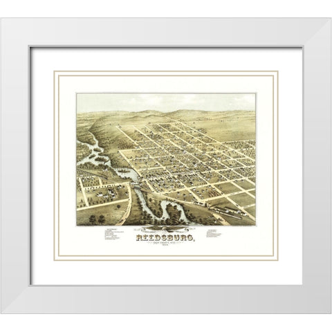 Reedsburg Wisconsin - Stoner 1874 White Modern Wood Framed Art Print with Double Matting by Stoner