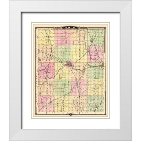 Rock Wisconsin - Snyder 1878 White Modern Wood Framed Art Print with Double Matting by Snyder