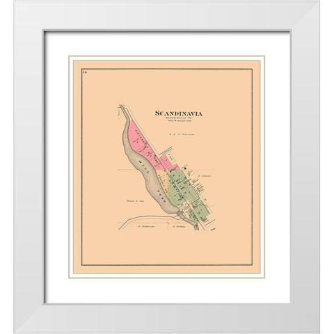 Scandinavia Wisconsin Foote 1889 White Modern Wood Framed Art Print with Double Matting by Foote