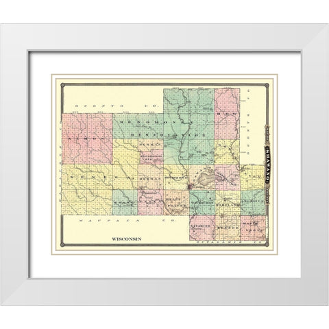 Shawano Wisconsin - Snyder 1878 White Modern Wood Framed Art Print with Double Matting by Snyder