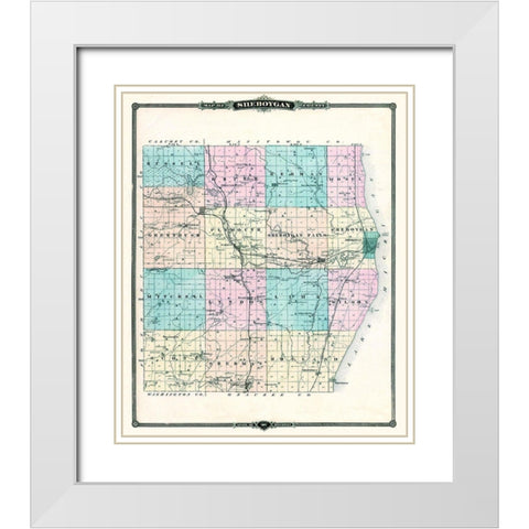 Sheboygan Wisconsin Landowner - Snyder 1878 White Modern Wood Framed Art Print with Double Matting by Snyder