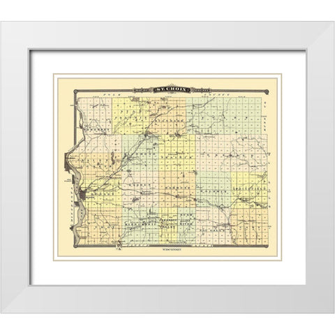St. Croix Wisconsin Landowner - Snyder 1878 White Modern Wood Framed Art Print with Double Matting by Snyder