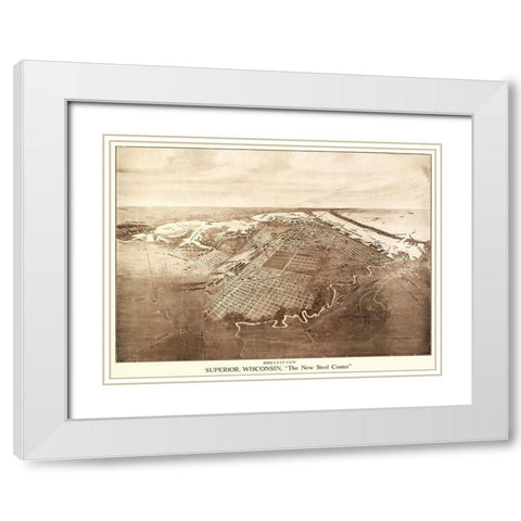 Superior Wisconsin - Bradley 1913 White Modern Wood Framed Art Print with Double Matting by Bradley