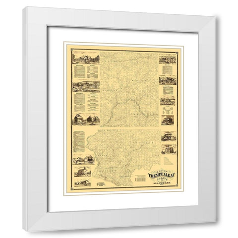 Trempealeau County Wisconsin - Tucker 1877 White Modern Wood Framed Art Print with Double Matting by Tucker