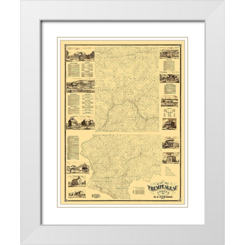 Trempealeau County Wisconsin - Tucker 1877 White Modern Wood Framed Art Print with Double Matting by Tucker