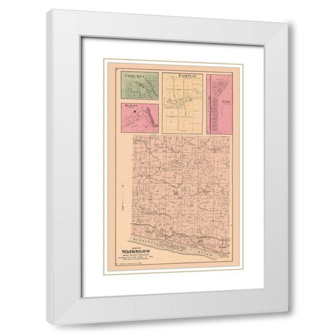 Waterloo Wisconsin - Foote 1877 White Modern Wood Framed Art Print with Double Matting by Foote