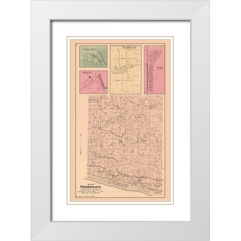 Waterloo Wisconsin - Foote 1877 White Modern Wood Framed Art Print with Double Matting by Foote