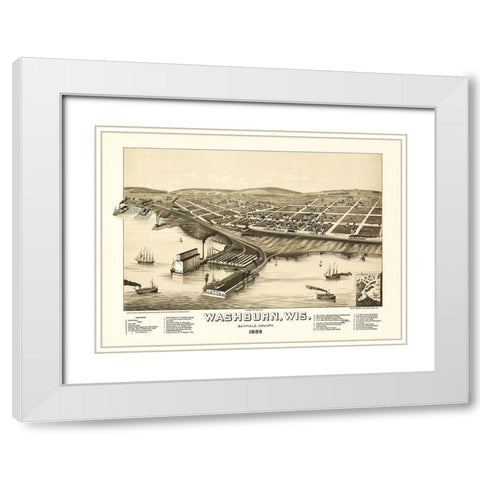 Washburn Wisconsin - Norris 1886 White Modern Wood Framed Art Print with Double Matting by Norris