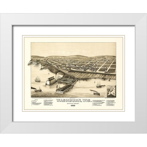 Washburn Wisconsin - Norris 1886 White Modern Wood Framed Art Print with Double Matting by Norris
