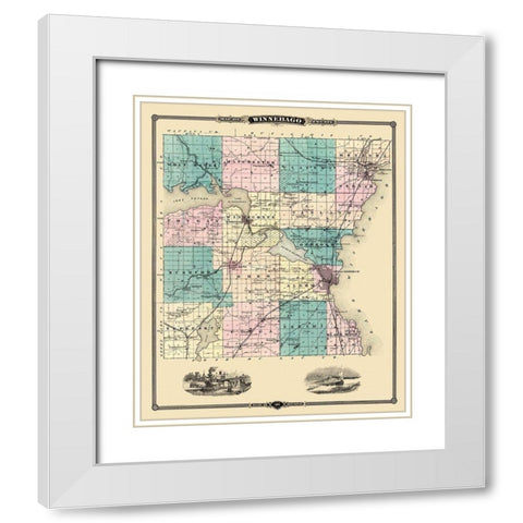 Winnebago Wisconsin Landowner - Snyder 1878 White Modern Wood Framed Art Print with Double Matting by Snyder