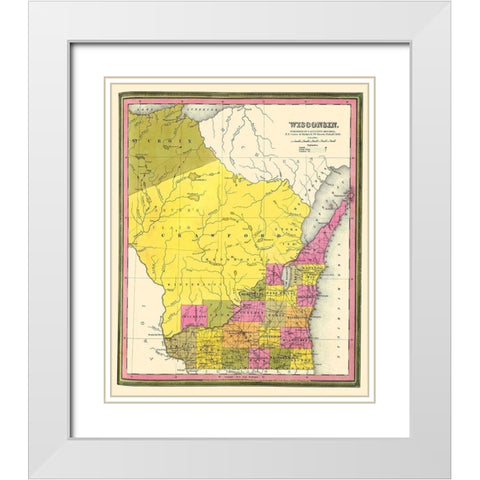 Wisconsin Territory - Mitchell 1846 White Modern Wood Framed Art Print with Double Matting by Mitchell